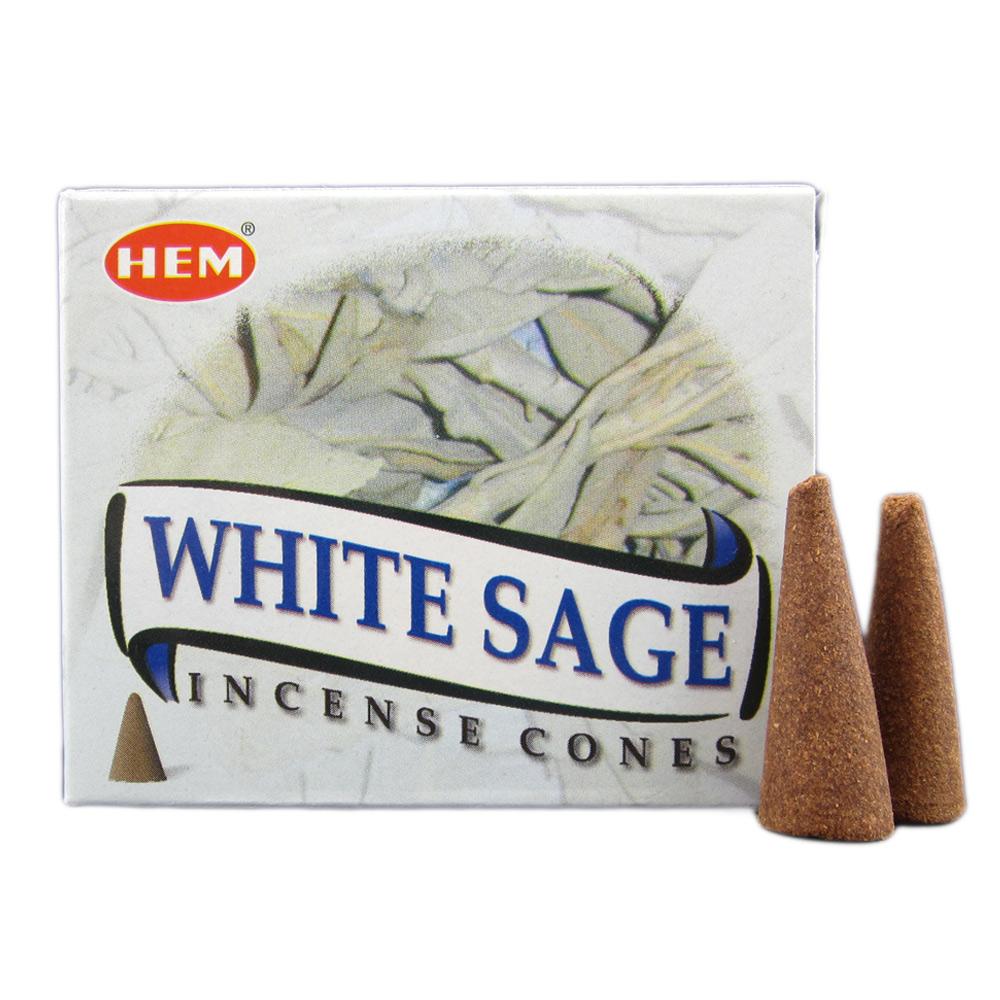 HEM - WHITE SAGE - 10 INCENSE CONES